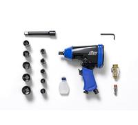 FIAC Avvitatore pneumatico a massa battente 1⁄2" modello 1086 - Inclusa Valigetta con Accessori (10 Chiavi a Bussola + Prolunga da 100 mm + Mini Lubrificatore + Bottiglia di Plastica) - Coppia: 345 Nm