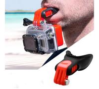 Fiacvrs Kit de accesorios de boquilla de montaje en boca de surf, juego de montaje en boca, soporte de barbilla para casco Go-Pro, diseño de cordón para el cuello, accesorios de cámara, boquilla de