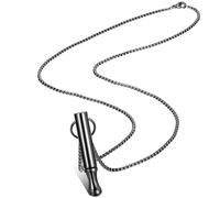 Fiada Collar de Respiración Consciente de Aliviar Ansiedad Collar de Silbato de Acero Inoxidable Portátil Collar de Ejercicio Respiración Profunda para Meditar Antiestrés Relajar (Clásico, Negro)