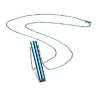 Fiada Collar de Respiración Consciente de Aliviar Ansiedad Collar de Silbato de Acero Inoxidable Portátil para Hombre Mujer Meditar Antiestrés Relajar (Azul)