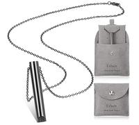 Fiada Collar de Respiración Consciente para Aliviar Ansiedad Collar de Ejercicios de Respiración Profunda de Acero Inoxidable con Bolsa de Joyería Portátil para Hombres Mujeres(Negro)