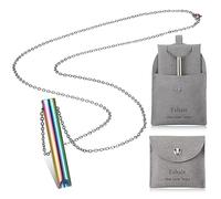 Fiada Collar de Respiración Consciente para Aliviar Ansiedad Collar de Ejercicios de Respiración Profunda de Acero Inoxidable con Bolsa de Joyería Portátil para Hombres Mujeres(Color de Arcoíris)
