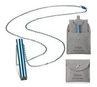 Fiada Collar de Respiración Consciente para Aliviar Ansiedad Collar de Ejercicios de Respiración Profunda Acero Inoxidable con Bolsa de Joyería Portátil (Azul)