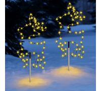 Fiada Estaca de Jardín Navideño LED Reno Iluminado en Metal Reno LED para Exteriores con Temporizador Luces Navideñas de Renos Decoración de Jardín de Renos Palos de Luz Navideños para Jardín (2)