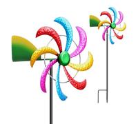 Fiada Molino de Viento para Jardín con Veleta Metálico de Pie con Mangas de Viento, Repelente de Aves para Balcones Decoración de Jardín Exterior, Resistente a la Intemperie (Multicolor)