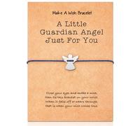Fiada Pulsera de Ángel de Guarda Brazalete con Colgante de Ángel de Metal Pulsera Hecha a Mano con Amuleto de Suerte de Color Plata Regalo de Joya de Cumpleaños para Mujer Niña Familia Amiga (Azul)