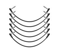 FIAHNG 6 pulgadas Guitar Patch Cables 6 Pack, 1/4" TS ángulo recto efecto Pedal Flat Cables, Negro