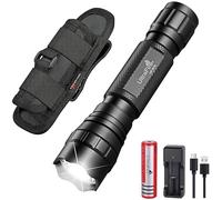FIAHNG orch with Holster, 1000 Lumen Single Mode Small Torch with 1800mAh Rechargeable Battery and Charger, Duty Belt Flashlight with Holder, WF-501B