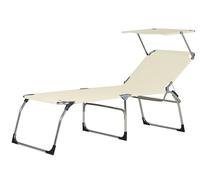 fiam - Tumbona AMIGO 40+ de aluminio con parasol. Tela Battyline beige. Altura 40 cm.