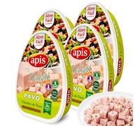 Fiambre de Pavo Apis, Ideal para una dieta equilibrada basada en alimentos de bajo contenido graso y alto valor nutricional, Sin azucares añadidos, Sin Gluten, Sin lactosa, Contiene 4 Latas de 220 gr