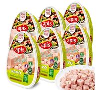 Fiambre de Pavo Apis, Ideal para una dieta equilibrada basada en alimentos de bajo contenido graso y alto valor nutricional, Sin azucares añadidos, Sin Gluten, Sin lactosa, Contiene 6 Latas de 220 gr