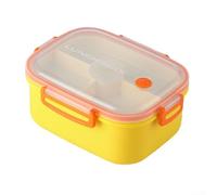 Fiambrera a prueba de fugas, 1000 ml, 21 x 17 x 10 cm, compartimentos extraíbles, tapa hermética con cierres de doble cara, apta para microondas (sin tapa), para adultos y niños (amarillo, 1500 ml)