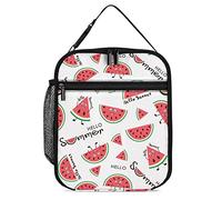 Fiambrera con aislamiento Patrón de dibujos animados de sandía Bolsa de almuerzo pequeña Hello Summer Slogan Térmica reutilizable Refrigerador de almuerzo de trabajo para hombres Mujeres Oficina