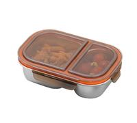 Fiambrera - Contenedor para aperitivos | Caja de almuerzo con 2 compartimentos de 800 ml, recipiente de alimentos aislado de acero inoxidable para verduras, sándwiches, frutas, carne, escuela, cam
