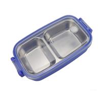 Fiambrera de acero inoxidable, 20 x 10 cm, resistente con recubrimiento de | Acero inoxidable 304, 2 compartimentos separados, cierre de cuatro lados, ideal para alimentos sólidos