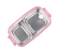 Fiambrera de acero inoxidable, 20 x 10 cm, resistente, con recubrimiento de | Acero inoxidable 304, 2 compartimentos separados, cierre de cuatro lados, ideal para alimentos sólidos