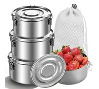 Fiambrera de acero inoxidable, 3 unidades, 660 ml/1040 ml/1590 ml, fiambrera de acero inoxidable, fiambrera de acero inoxidable, caja de aperitivos con tapa, fiambrera a prueba de fugas para