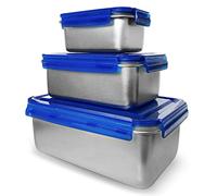 Fiambrera de acero inoxidable 316 bento. Apto para microondas, horno y frigorífico. Pack de 3, 2800ml, 1400ml, 600ml. Fiambrera camping. Tartera para oficina. Vital Tools serie Bento