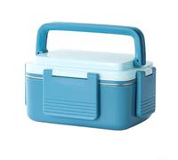 Fiambrera de acero inoxidable apta para alimentos apta para microondas y cuenta con un sistema de tapa a presión de sellado hermético (azul)