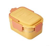 Fiambrera de acero inoxidable en forma de rábano, 21 x 12 x 10 cm, con asa de transporte y utensilios incluidos para comidas familiares (amarillo)