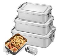 Fiambrera de acero inoxidable, paquete de 3 fiambreras de acero inoxidable, 850 ml, 1400 ml, 2400 ml, fiambrera de acero con divisor deslizante, fiambrera a prueba de fugas, apilable, para sopa,