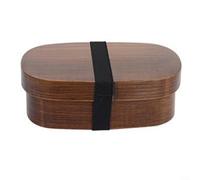 Fiambrera de madera elegante para alimentos, adecuada para empacar deliciosas comidas en la escuela o el trabajo (esquinas redondas, marrón)
