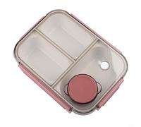 Fiambrera de plástico inoxidable con 3 zonas divididas y tapa resistente a fugas para uso diario en la escuela o actividades de campo (rojo)