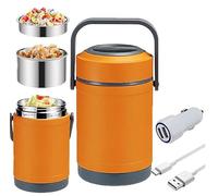 Fiambrera eléctrica, 2L de Gran Capacidad, lonchera aislada súper Larga, Calentador de Alimentos eléctrico, calefacción USB para Coche, cubeta de Cena a Temperatura Constante
