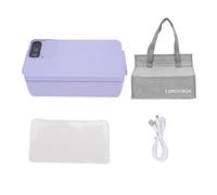 Fiambrera Eléctrica, Calentador de Alimentos Portátil de 1 Litro con Calefacción Inalámbrica de 40 W para Viajes y Trabajo, Alimentación por USB Tipo C, Contenedor Interior de (PURPLE)