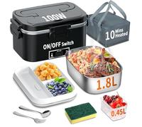 Fiambrera eléctrica de 100W, fiambrera portátil con calefacción 3 en 1, fiambrera extraíble de acero inoxidable, caja térmica aislada de 12V/24V/220V para coche/camión/oficina, con bolsa aislada