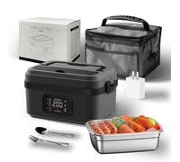 Fiambrera Eléctrica, Fiambrera Portátil Con Sistema De Autocalentamiento Y Batería Recargable, Fiambrera Térmica De 1 L Con Temperatura Ajustable Inteligente, Para Adultos Hombres Mujeres(Dark Gray +