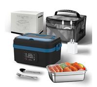 Fiambrera Eléctrica, Fiambrera Portátil Con Sistema De Autocalentamiento Y Batería Recargable, Fiambrera Térmica De 1 L Con Temperatura Ajustable Inteligente, Para Adultos Hombres Mujeres(Black + Dark