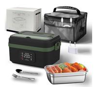 Fiambrera Eléctrica Portátil, 8000mAh Recargable Bento Box Autocalentable, Calentador De Alimentos Con Temporizador Y Calefacción Ajustable, Para Viajes, Oficina, Coche, Al Aire Libre (Verde,1000ml)