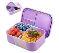 Fiambrera Infantil Con Compartimentos De 1200 Ml, Caja Bento De Silicona A Prueba De Roturas Y Fugas, Fiambrera Para NiñAs Y NiñOs, Fiambrera Sin Bpa Para El Colegio, Picnic (Morado) (Morado)