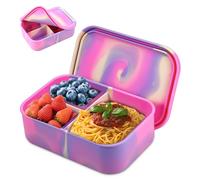Fiambrera Infantil Con Compartimentos De 1200 Ml, Caja Bento De Silicona A Prueba De Roturas Y Fugas, Fiambrera Para NiñAs Y NiñOs, Fiambrera Sin Bpa Para El Colegio, Picnic (Morado) (Rosa)