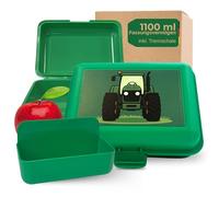 Fiambrera infantil con diseño - robusta fiambrera para guardería, escuela y viajes - sin BPA y sin sabor - fiambrera con compartimentos aprox. 1100 ml de capacidad, color: diseño de tractor