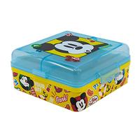 Fiambrera infantil cuadrada para almuerzo con 3 compartimentos de Mickey Mouse