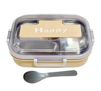 Fiambrera para niños - Acero inoxidable 3 compartimentos, recipiente rectangular a prueba de fugas, almacenamiento de alimentos y utensilios de cocina, organizador portátil a prueba de microondas |