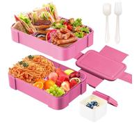 Fiambrera para niños con compartimentos, 1550 ml, fiambrera para niños y adultos, a prueba de fugas, con 6 compartimentos, caja de desayuno para niños, guardería, escuela, microondas y lavavajillas