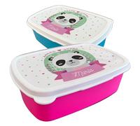 Fiambrera personalizada infantil diseño pand para colegio o guardería. Caja merienda personalizada. Apta para microondas y lavavajillas. Libre de BPA. Ideal para los almuerzos del cole