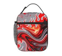 Fiambrera suave color rojo oscuro y gris para el trabajo y picnic | Lonchera ligera para oficina, bolsa térmica para viajes, pícnic, viajes