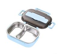 Fiambrera térmica portátil de 1 L con juego de cubiertos, construcción de acero inoxidable para un uso duradero, resistente al óxido y al desgaste, acabado moderno y elegante (azul)