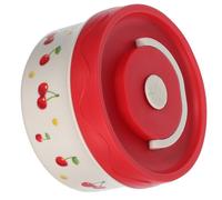Fiambrera Térmica Redonda de Acero Inoxidable 304 420 Ml | Boca Ancha y Bol Interior Extraíble, Diseño Multicompartimento, Rojo Cerezas, para Fruta y Sobras