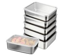 Fiambreras con tapa: 5 unidades de recipientes herméticos de acero inoxidable, 1100 ml, reutilizables, de acero inoxidable, cajas de preparación de alimentos, cajas de almacenamiento para el