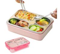 Fiambreras de acero inoxidable, recipiente impermeable de 4 compartimentos con gran capacidad - Contenedores de almacenamiento portátiles para alimentos, para picnic, camping, escuela, viajes al aire