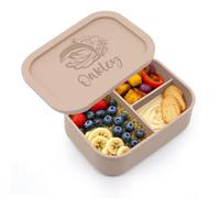 Fiambreras de Silicona Personalizadas, Caja Bento Personalizada para Hombres y Mujeres, Caja Bento de Silicona de 3 Compartimentos con Texto, Apta para Microondas y Lavavajillas, para Trabajo y Viajes