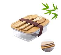 Fiambreras Lunch box isotérmica Mabouteille.fr® - Caja de almuerzo de vidrio y bambú con tapa personalizable grabado láser [ Bento box comeder]