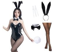 Fiamll - Disfraz de conejo para mujer, Cosplay Anime, para mujer, Sakura Mai Halloween, sexy, negro, XL