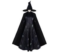 Fiamll Elphaba Disfraz de cosplay con capa y sombrero de bruja para Halloween, XL