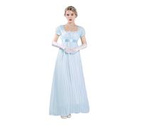 Fiamll Regency - Vestido de mujer maxi con banda de cintura imperio, vestido fruncido, vestido victoriano para fiestas, vestido de baile y gala, azul, S